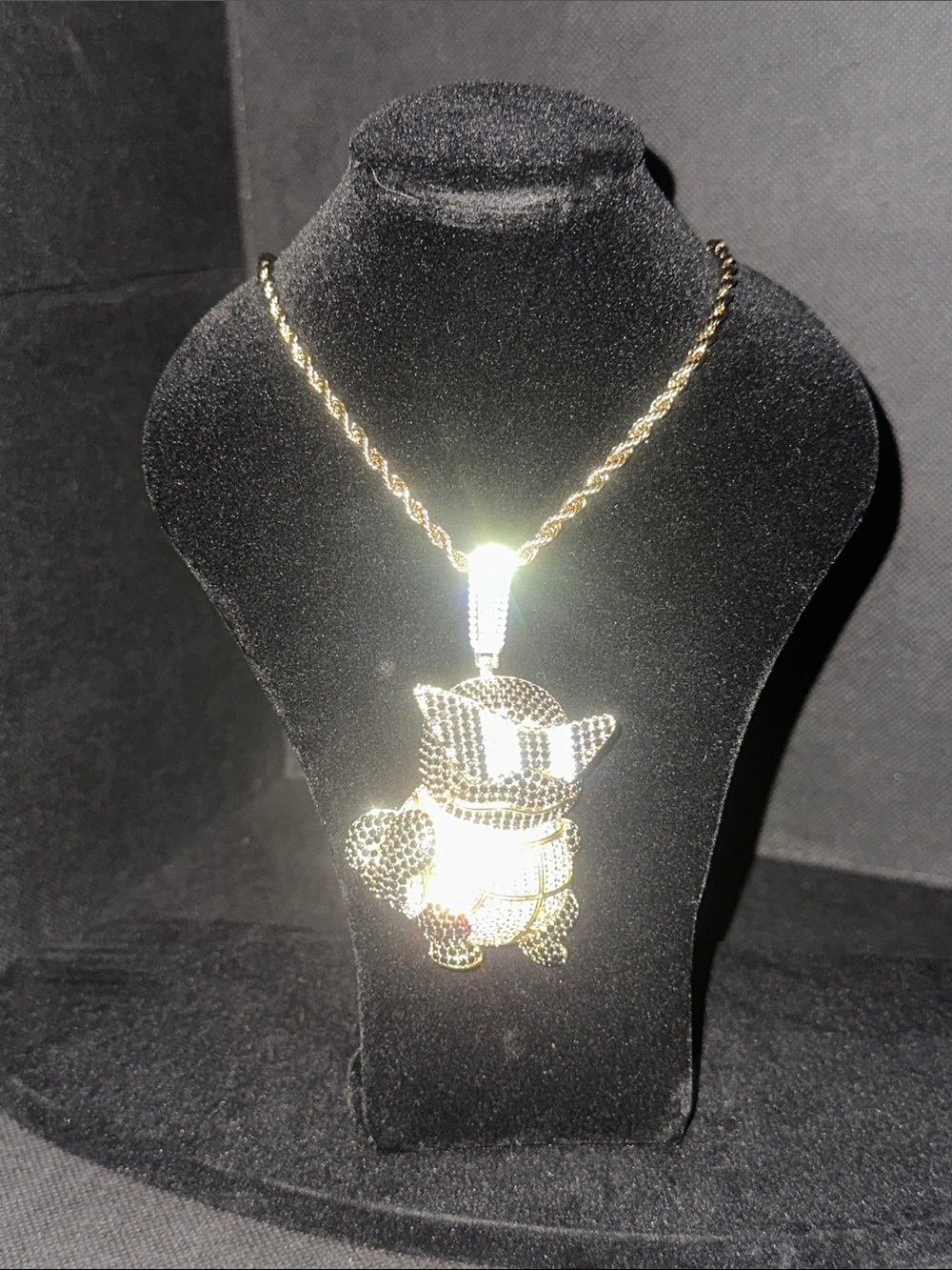 Gold-Tone Crystal Squirtle Pokemon Charm Necklace - Gold